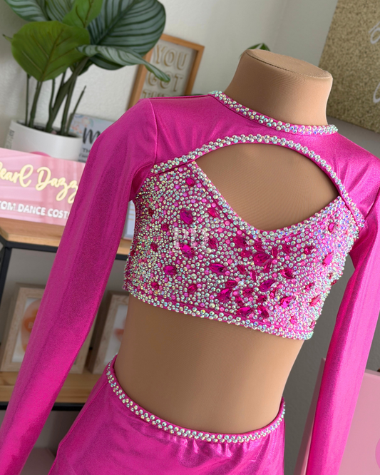 Ready to Ship – CL/CXL (Ages 9–11) Hot Pink LS Mini Skirt Jazz Costume