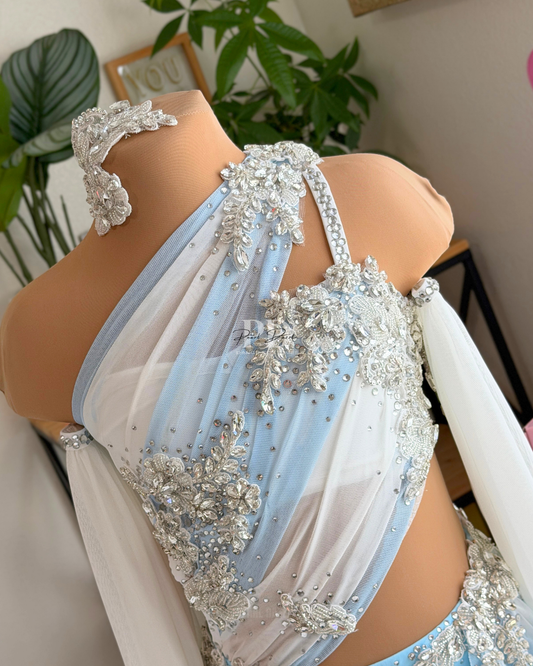 CL(8-10Y) Ready to Ship – Crystal Blue Lyrical/Contemporary dance costume