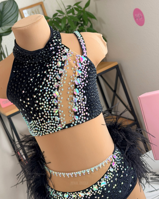 Ready to ship -CM/CL(7-9Y)-Black Diamond Feather Jazz Costume