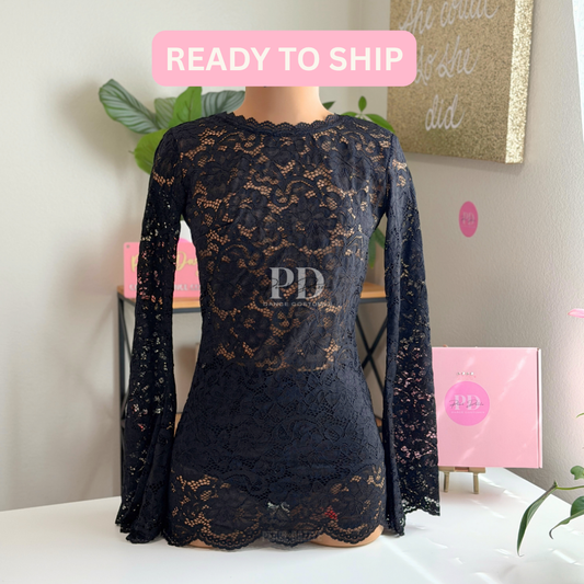 Ready to ship(AXS/AS)-Black lace elegant lyrical contemporary Costume