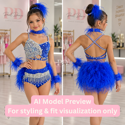 Ready to ship(AXS/AS)-Royal blue feather jazz sparkle Costume