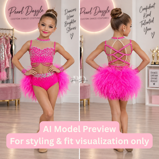 Ready to ship(CS/CM)-Pink feather Cute Sparkle Jazz Costume
