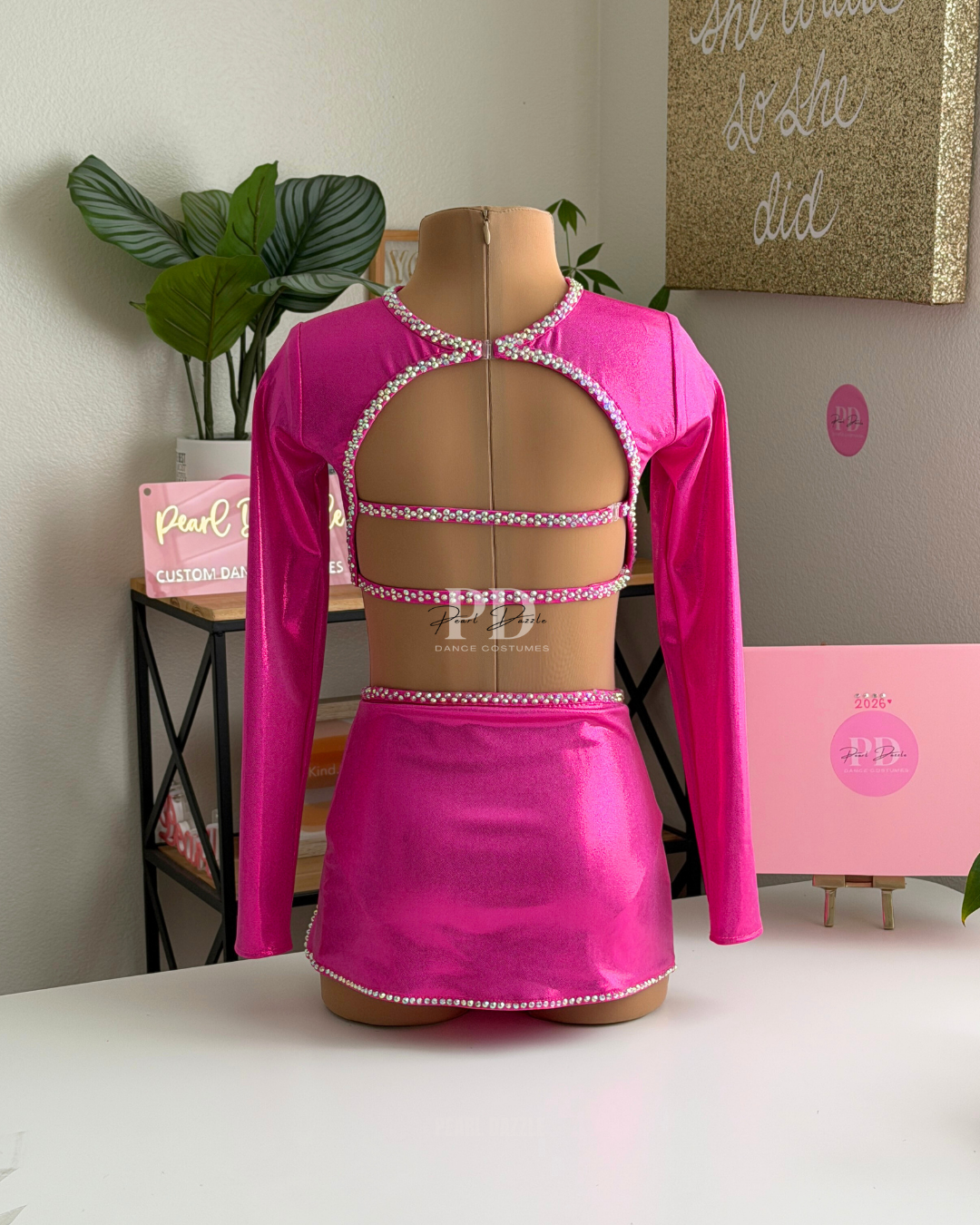 Ready to Ship –CL/CXL (Ages 9–11) Electric Rose Long Sleeve Mini Skirt Jazz Costume