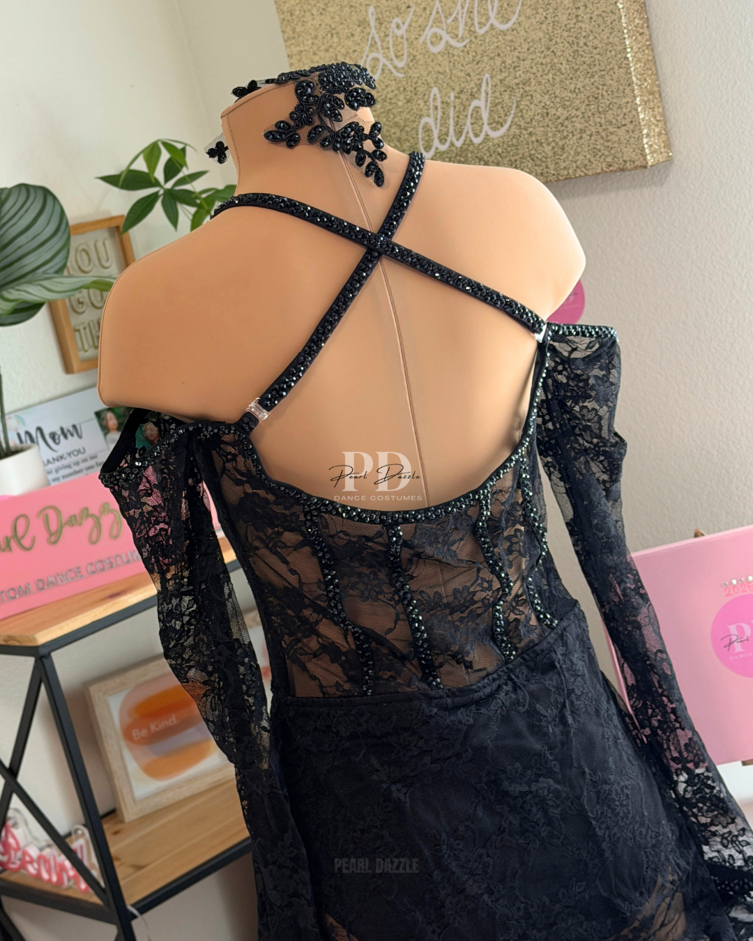Ready to Ship-Adult Small Black Lace Contemporary/Lyrical Costume Pearl Dazzle Ready to Ship-Adult Small Black Lace Contemporary/Lyrical Costume Pearl Dazzle