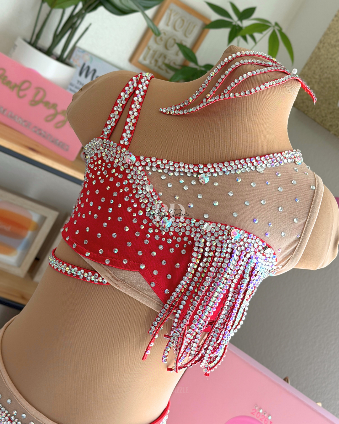 Ready to ship -CL(8-10Y)- Red & Nude Sassy Jazz Costume