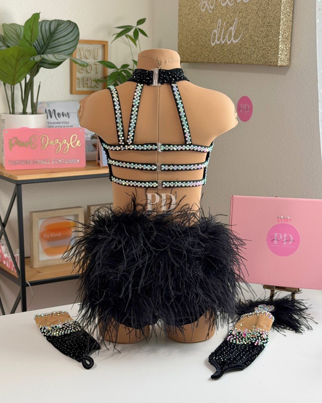 Ready to ship -CM/CL(7-9Y)-Black Diamond Feather Jazz Costume